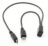 Micro-usb y-cable, 1x data & 1x power u-2c-076